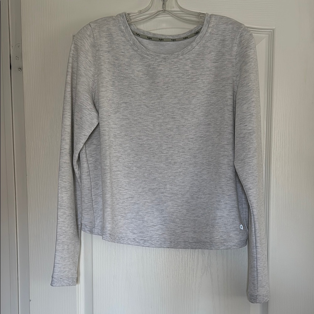 Hyba Women's Heathered Gray Light Sweater Open Crossover Back Small